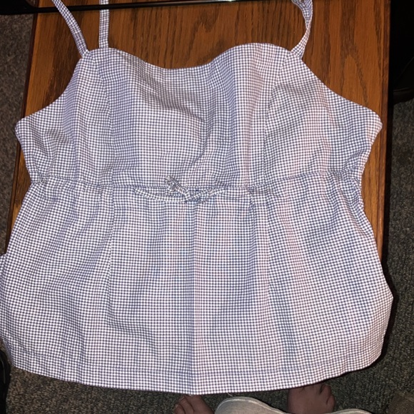Polo/RalphLauren croptop. Strappy, w/drawstring bodice. Blue/white check.NWT. Lg - Picture 4 of 11
